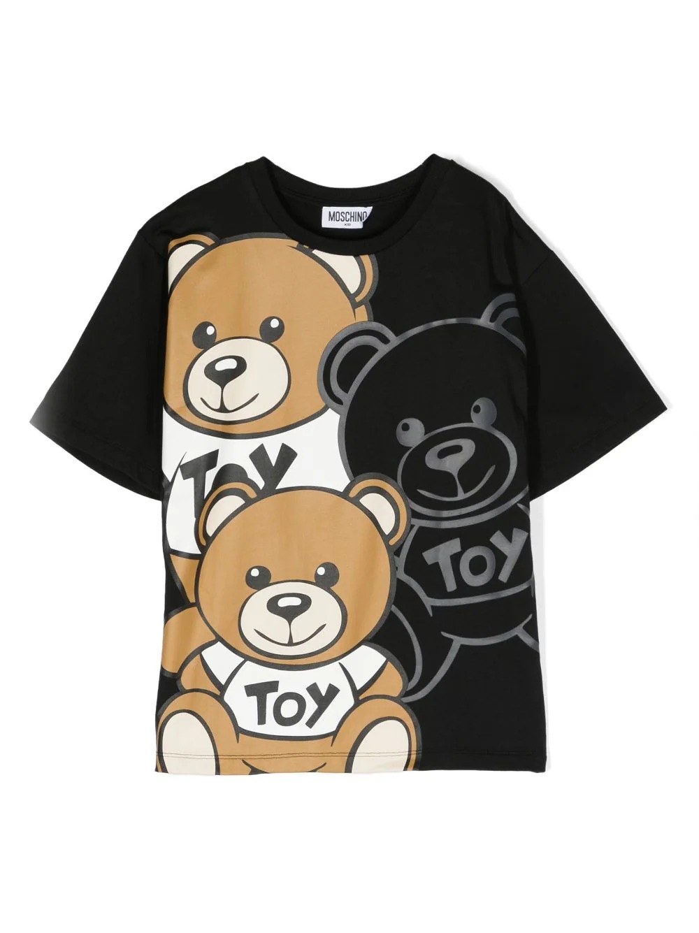 Teddy Friends T-Shirt In Black Jersey - MOSCHINO KIDS - Russocapri